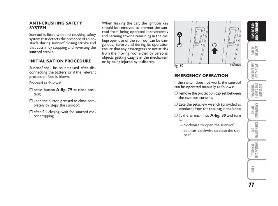 FIAT Grande Punto Actual User Manual | Page 79 / 243