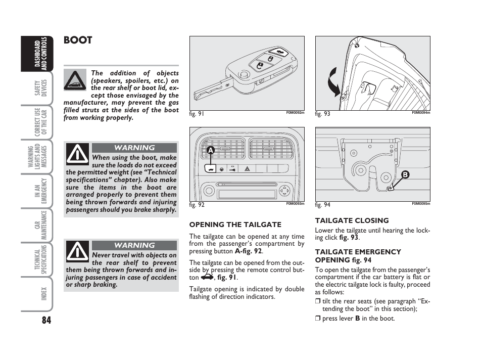 Boot | FIAT Grande Punto Actual User Manual | Page 86 / 243