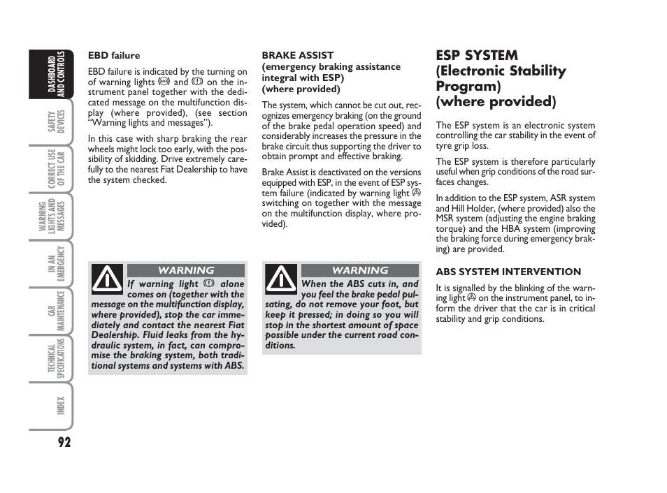 FIAT Grande Punto Actual User Manual | Page 94 / 243