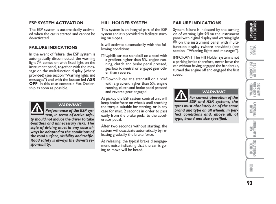 FIAT Grande Punto Actual User Manual | Page 95 / 243