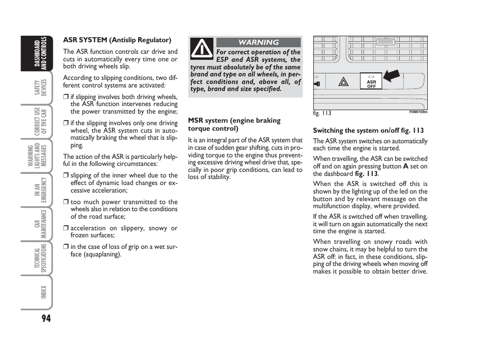 FIAT Grande Punto Actual User Manual | Page 96 / 243