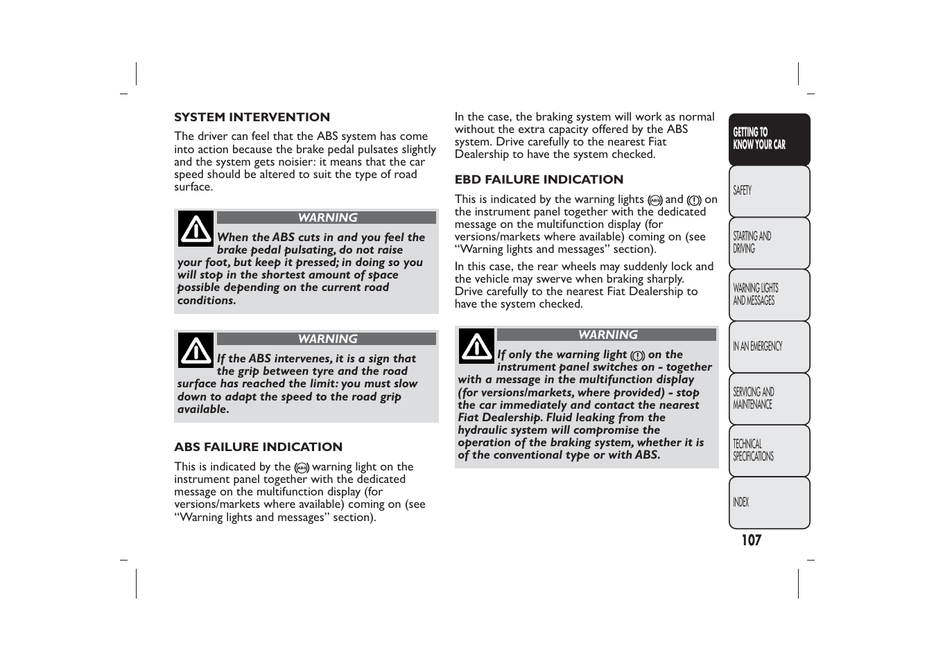 FIAT Bravo User Manual | Page 111 / 299