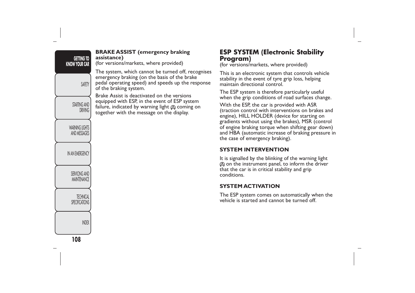 FIAT Bravo User Manual | Page 112 / 299