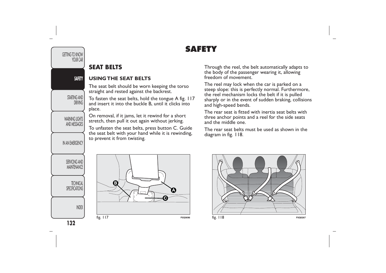 Safety | FIAT Bravo User Manual | Page 136 / 299