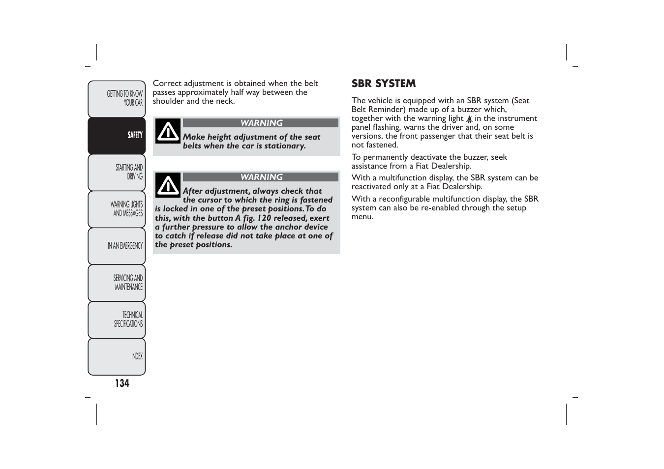 FIAT Bravo User Manual | Page 138 / 299