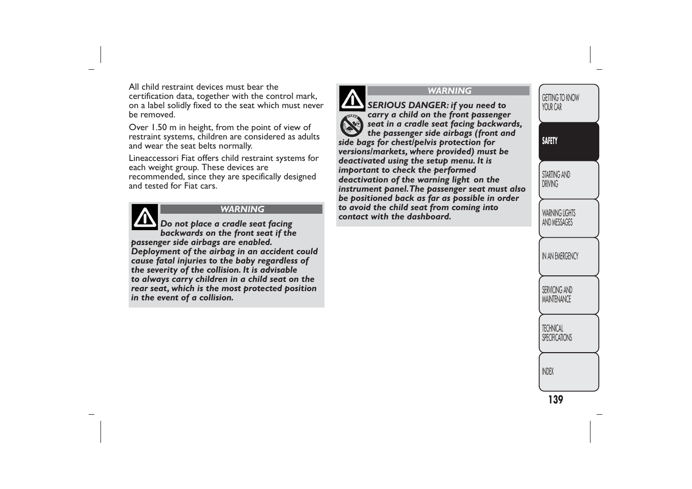 FIAT Bravo User Manual | Page 143 / 299