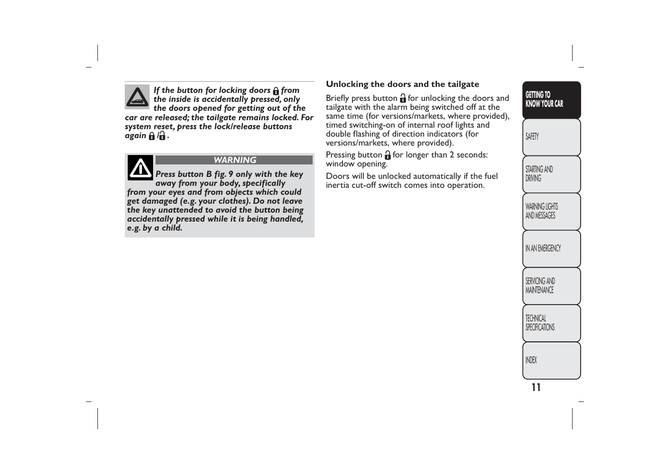 FIAT Bravo User Manual | Page 15 / 299