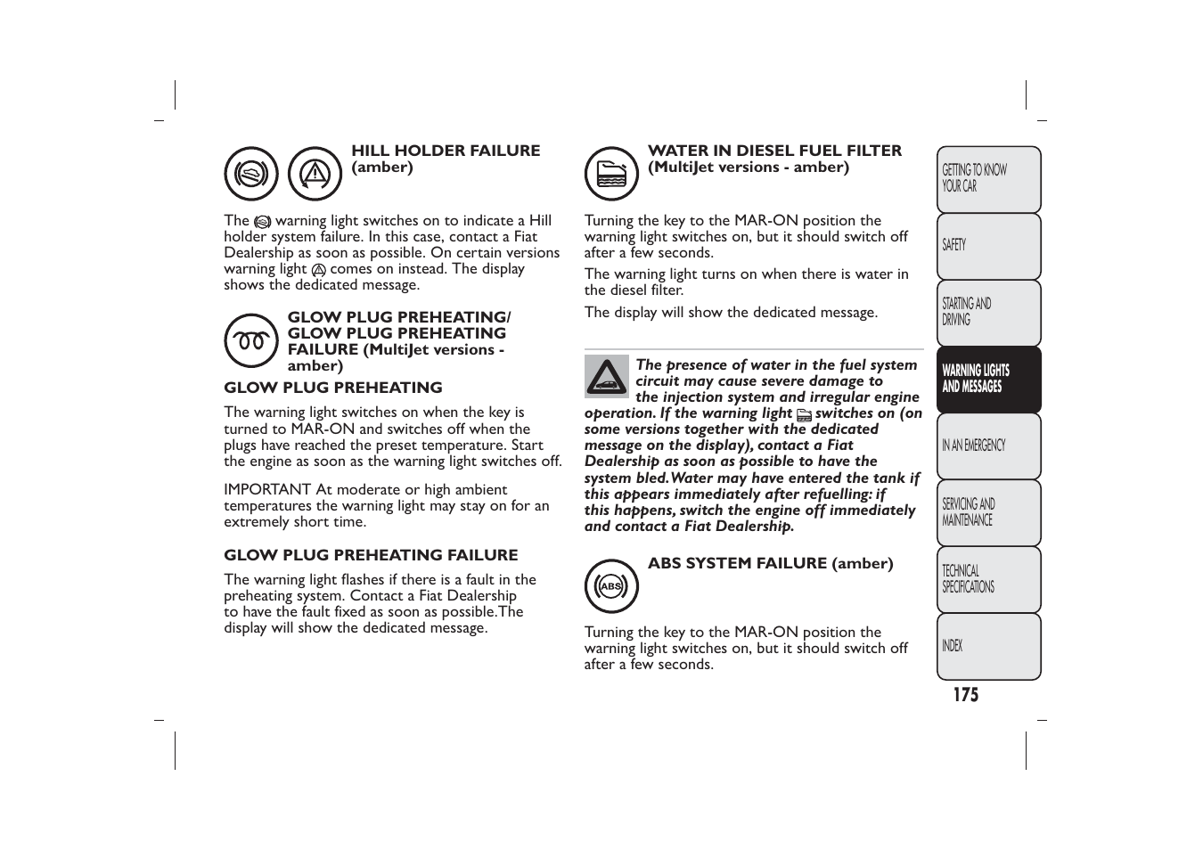 FIAT Bravo User Manual | Page 179 / 299