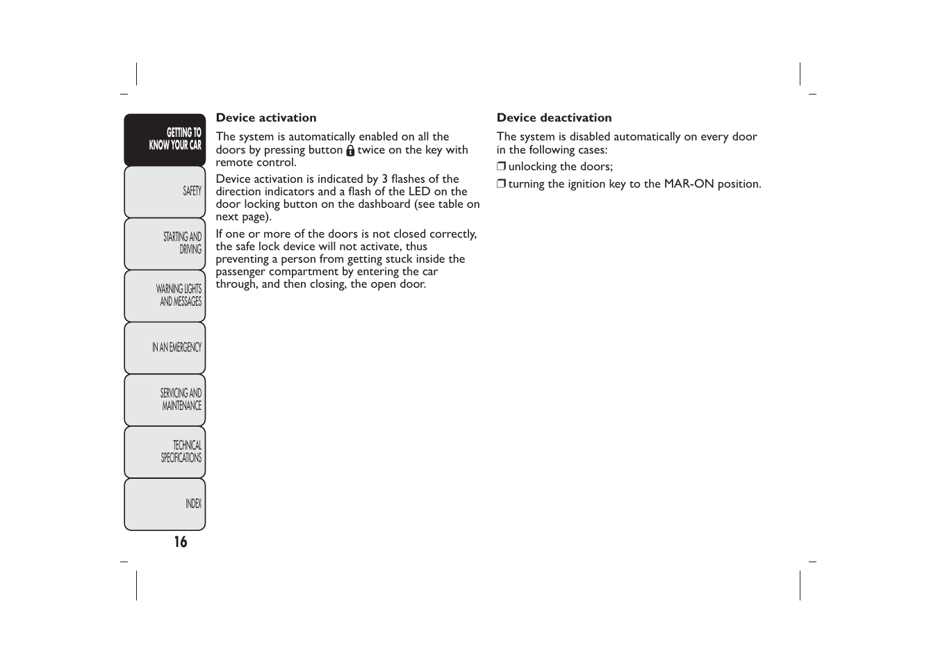 FIAT Bravo User Manual | Page 20 / 299