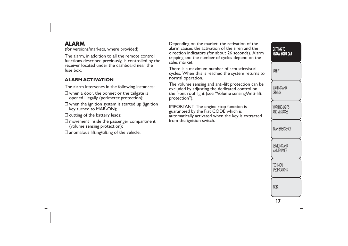 FIAT Bravo User Manual | Page 21 / 299