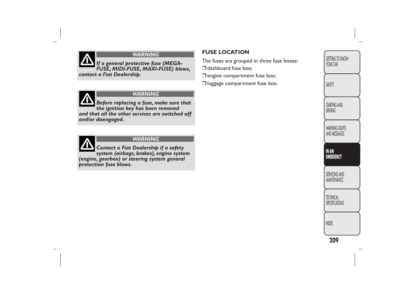 FIAT Bravo User Manual | Page 213 / 299