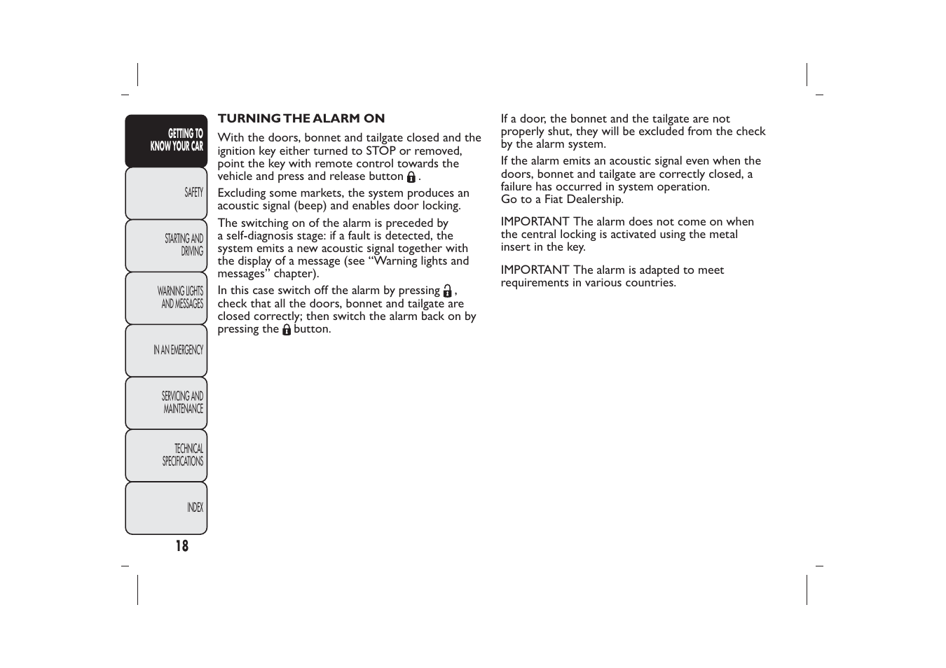 FIAT Bravo User Manual | Page 22 / 299