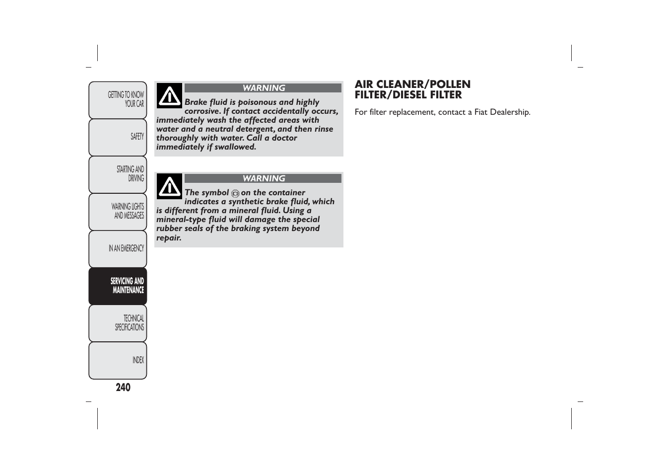 FIAT Bravo User Manual | Page 244 / 299