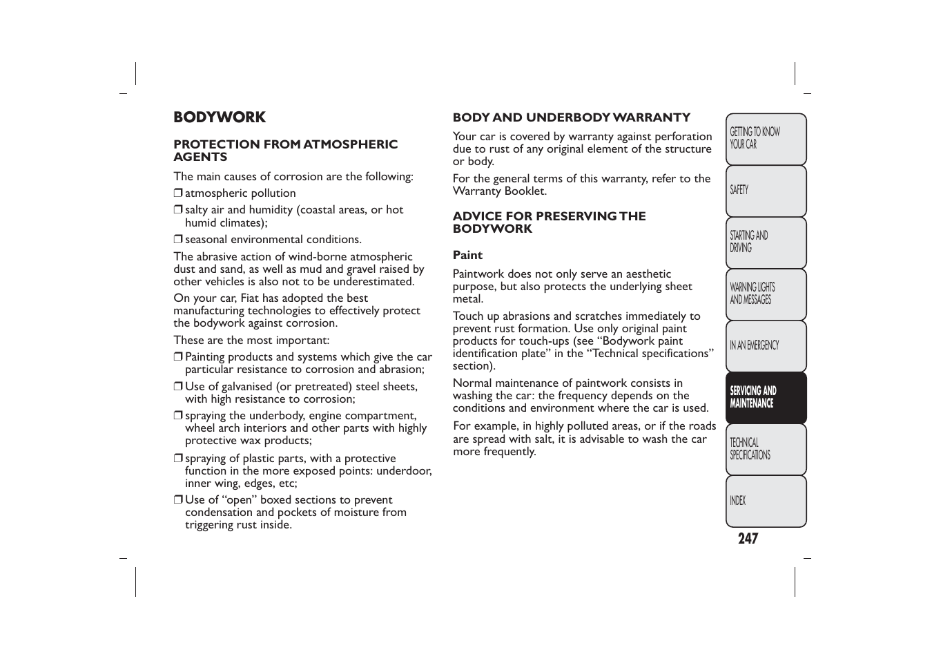 FIAT Bravo User Manual | Page 251 / 299