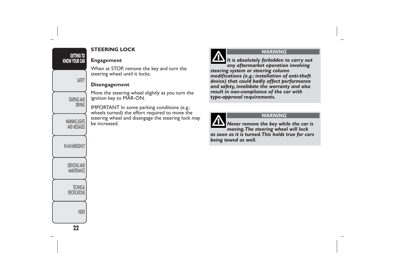 FIAT Bravo User Manual | Page 26 / 299