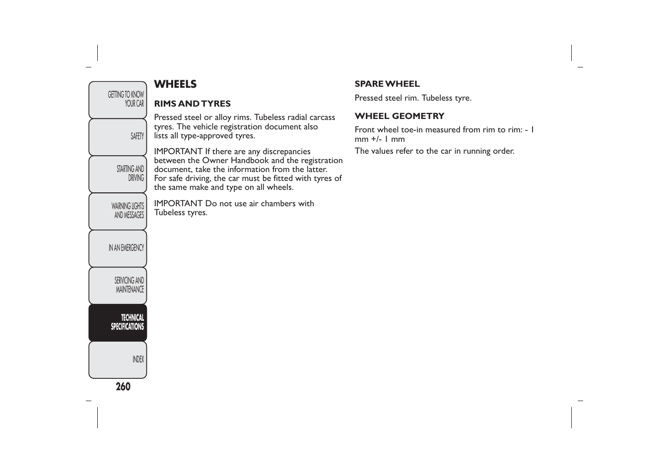 FIAT Bravo User Manual | Page 264 / 299