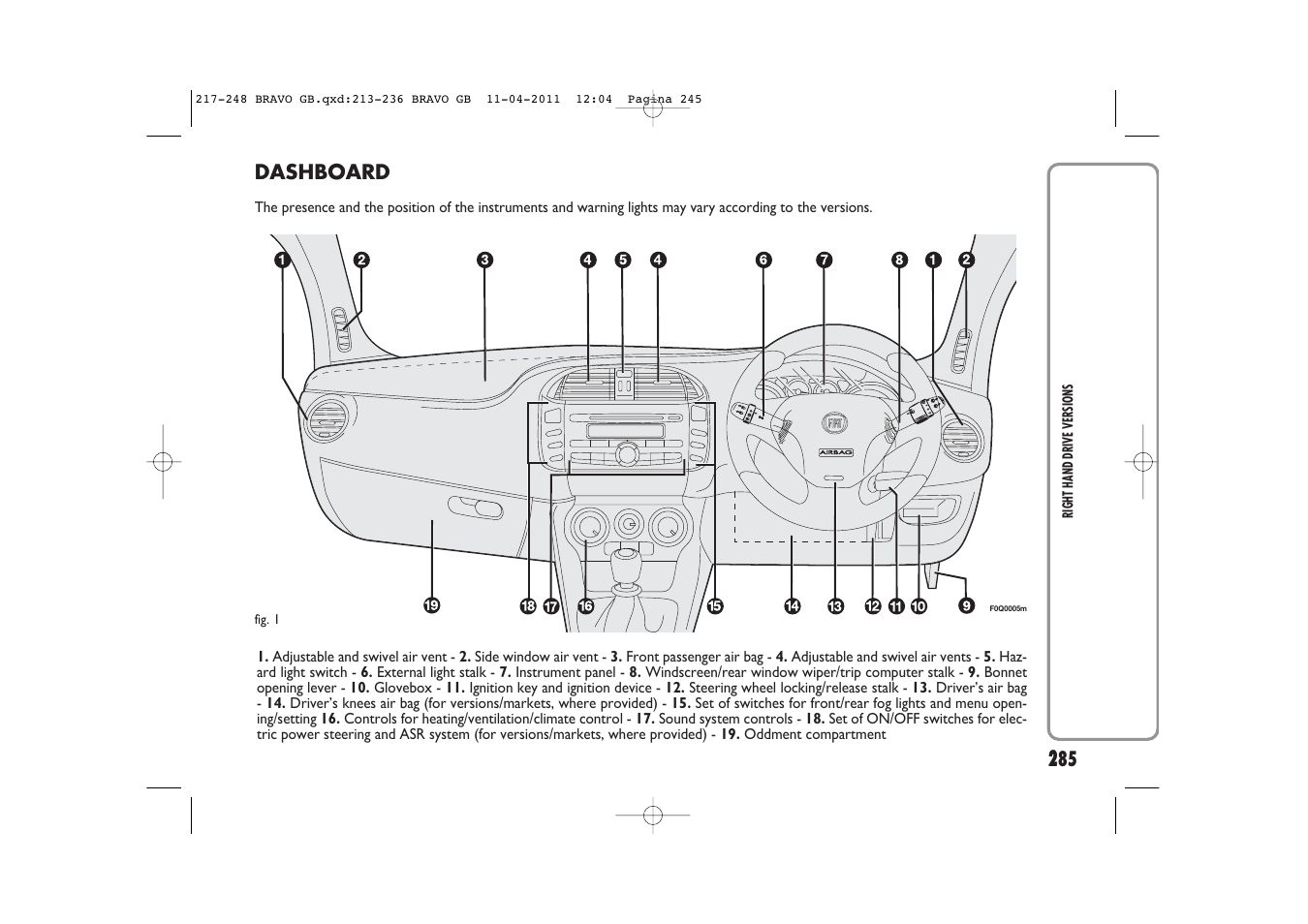 FIAT Bravo User Manual | Page 289 / 299