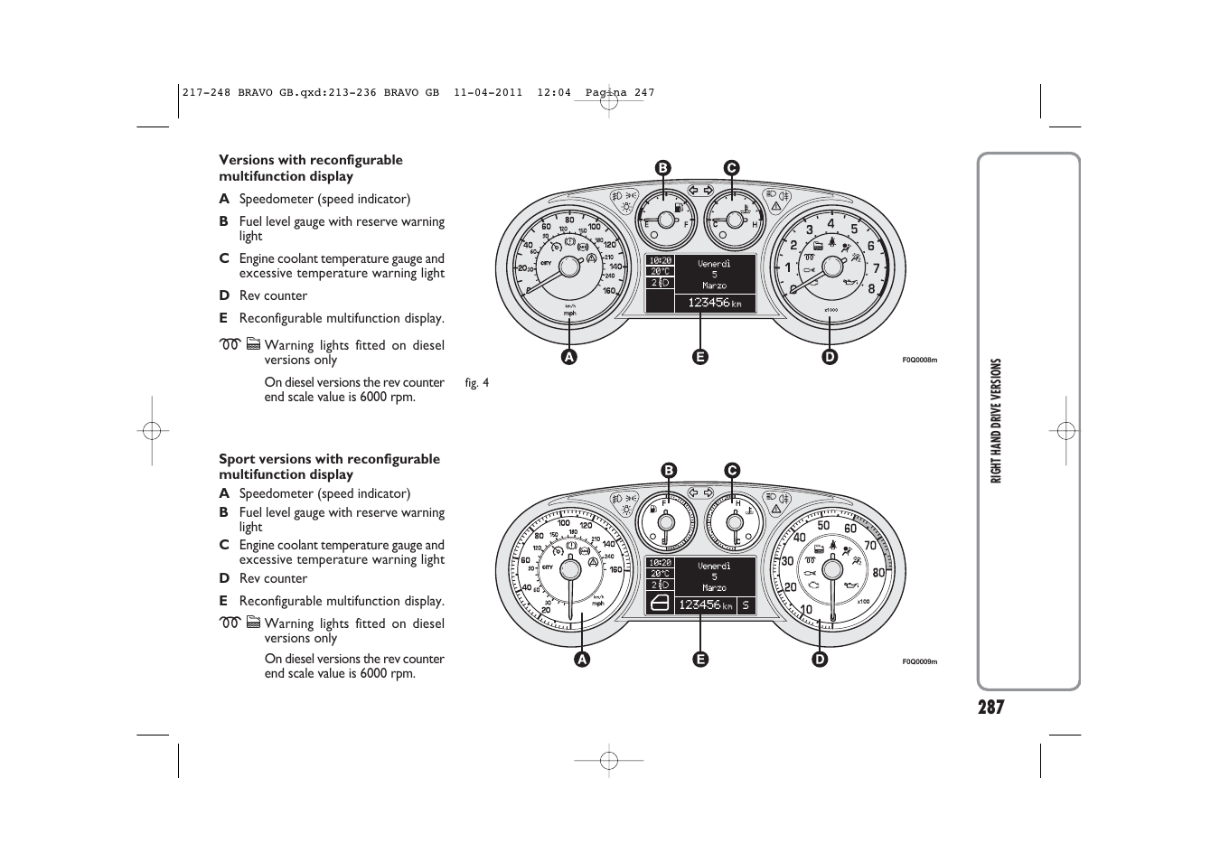 FIAT Bravo User Manual | Page 291 / 299