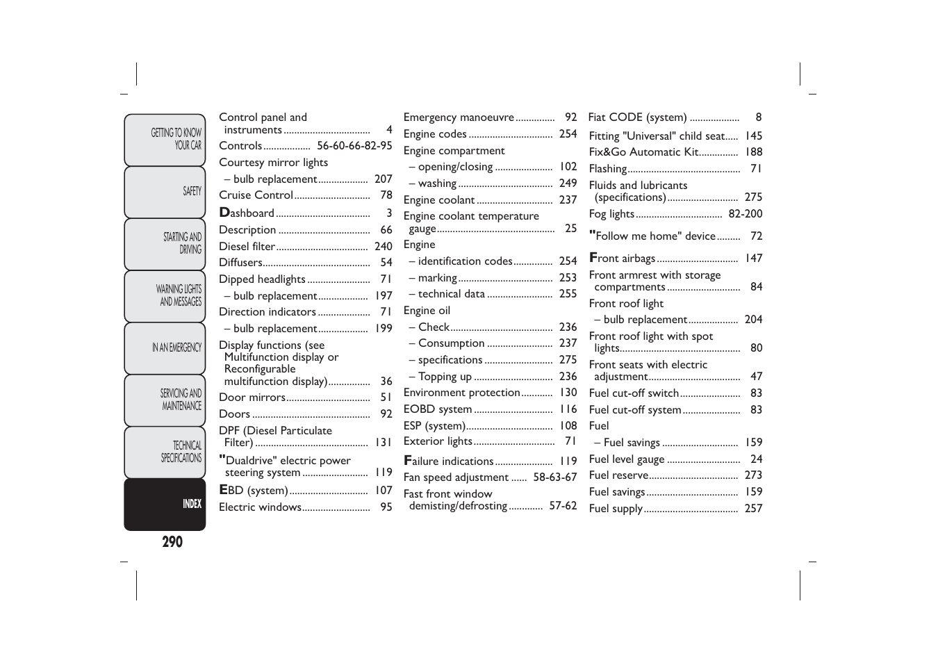 FIAT Bravo User Manual | Page 294 / 299