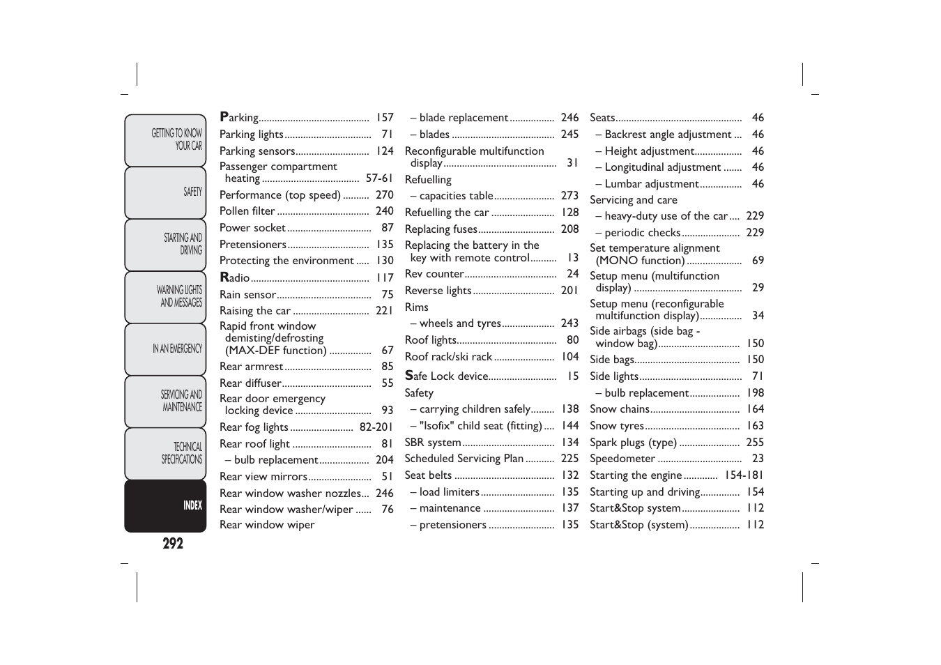 FIAT Bravo User Manual | Page 296 / 299