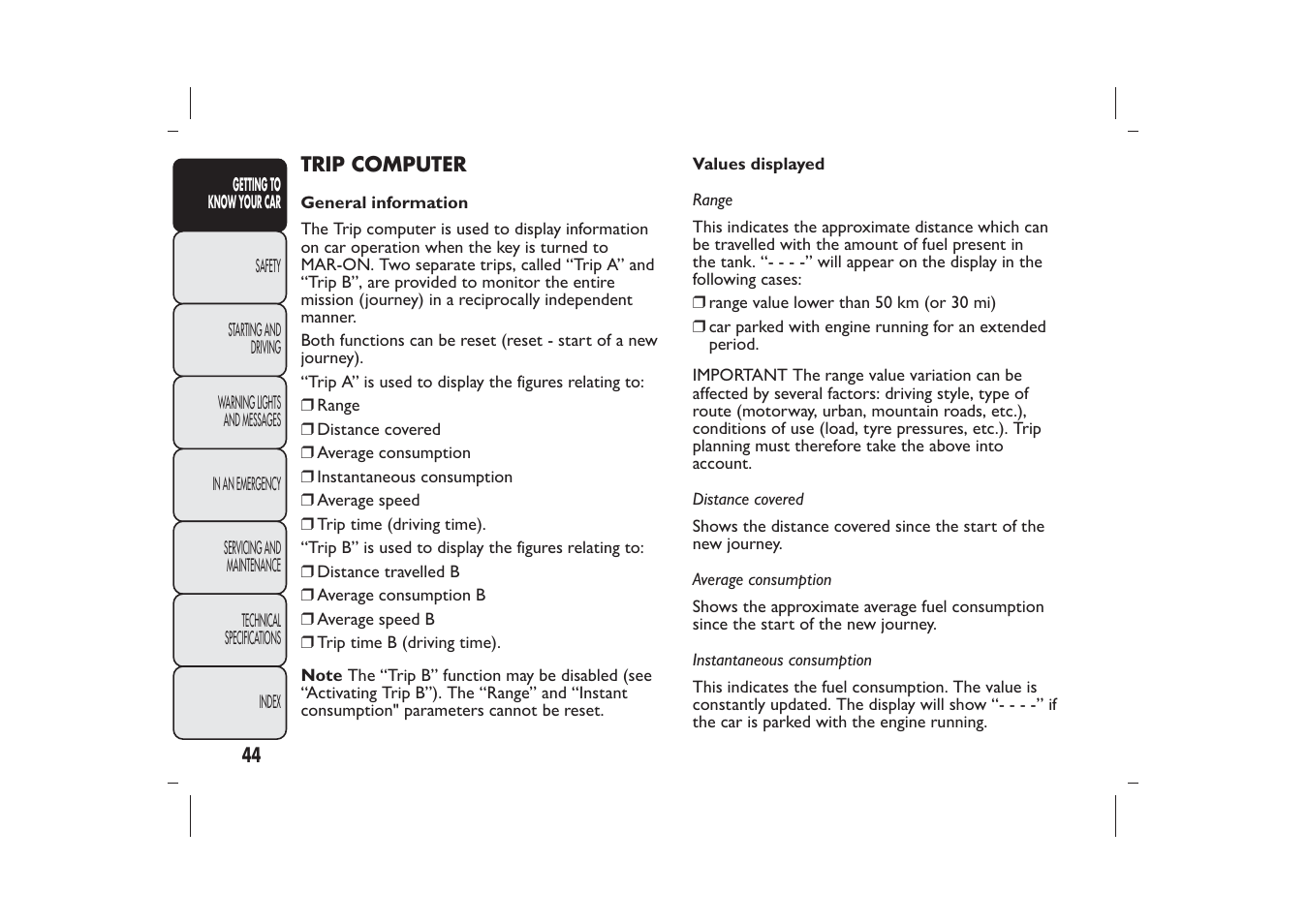 FIAT Bravo User Manual | Page 48 / 299