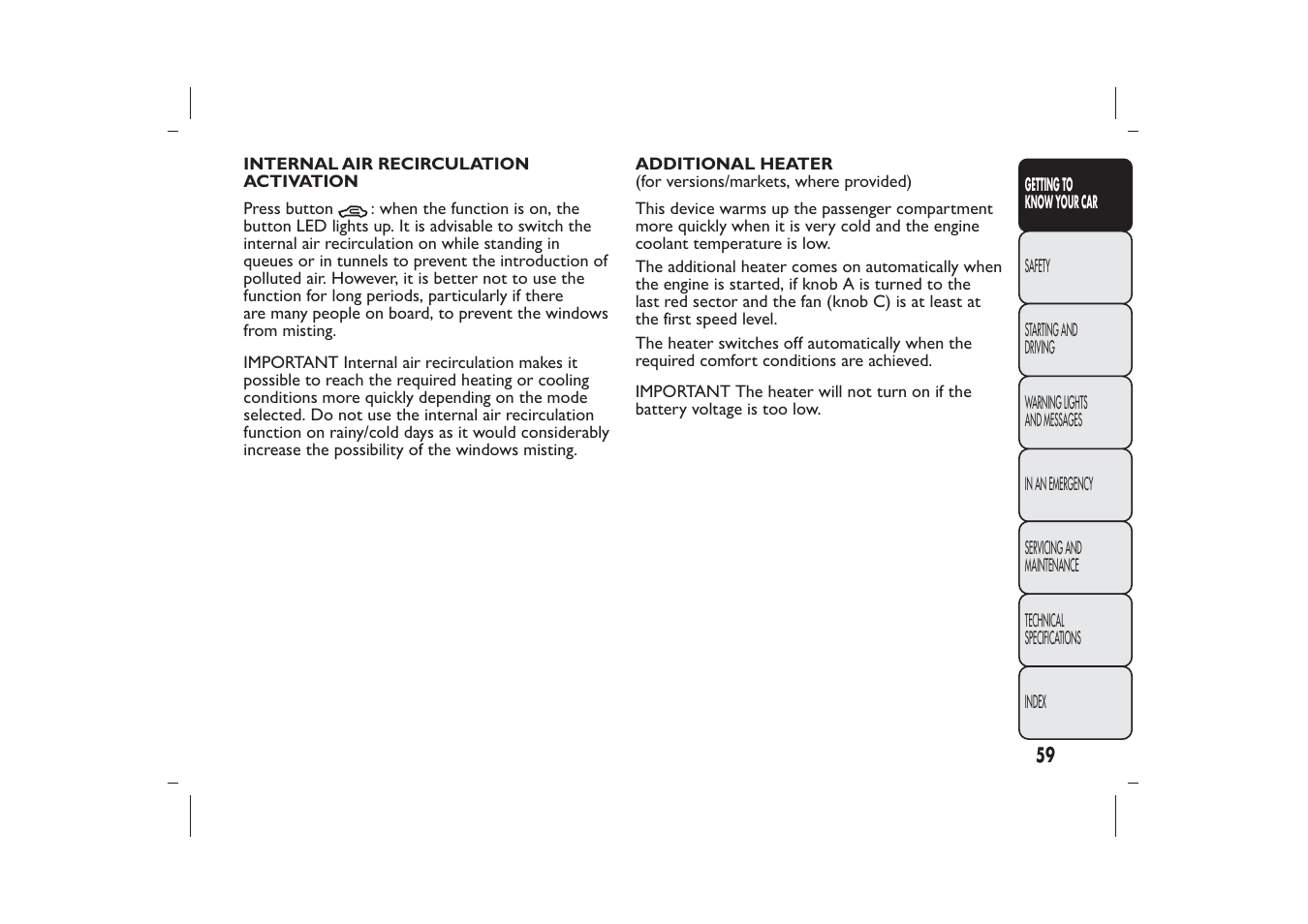 FIAT Bravo User Manual | Page 63 / 299