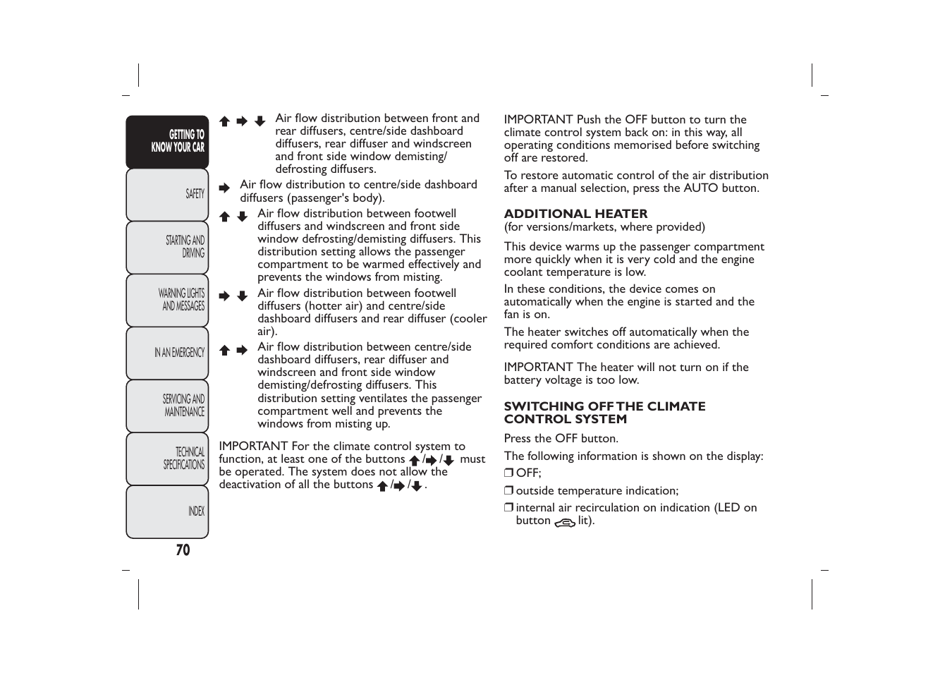 FIAT Bravo User Manual | Page 74 / 299