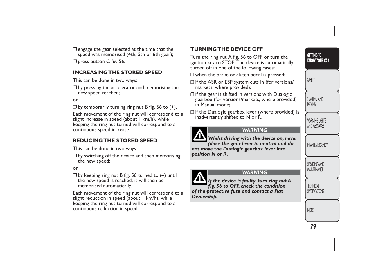 FIAT Bravo User Manual | Page 83 / 299