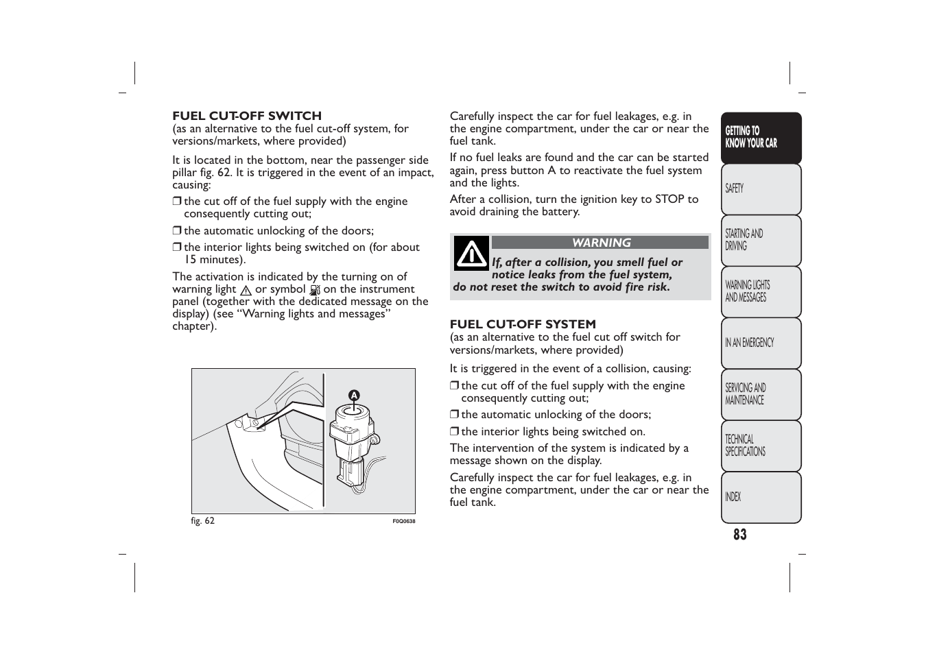 FIAT Bravo User Manual | Page 87 / 299