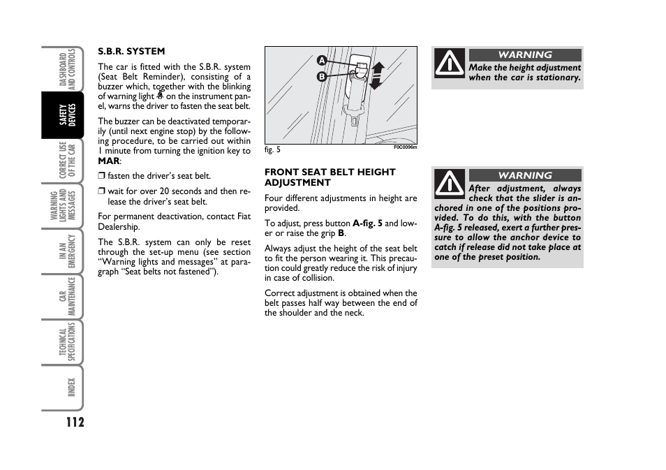 FIAT Stilo User Manual | Page 113 / 274