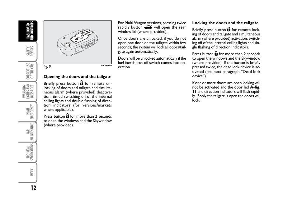 FIAT Stilo User Manual | Page 13 / 274