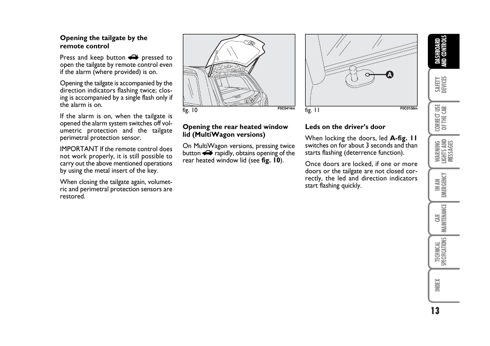 FIAT Stilo User Manual | Page 14 / 274