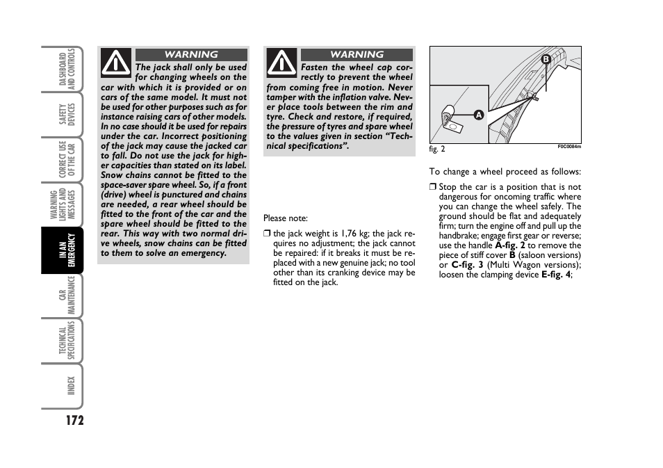 FIAT Stilo User Manual | Page 173 / 274