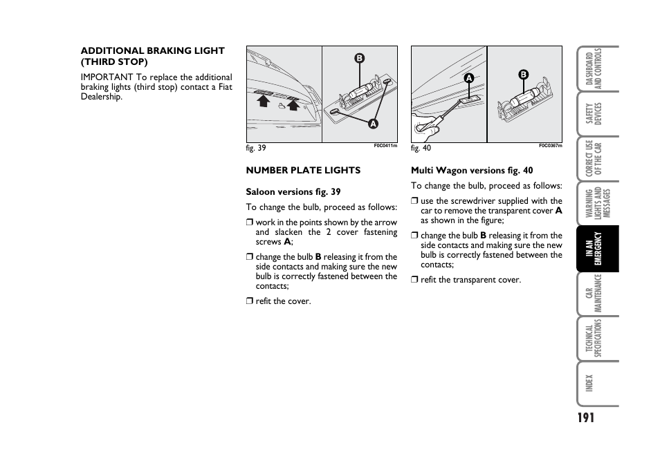 FIAT Stilo User Manual | Page 192 / 274