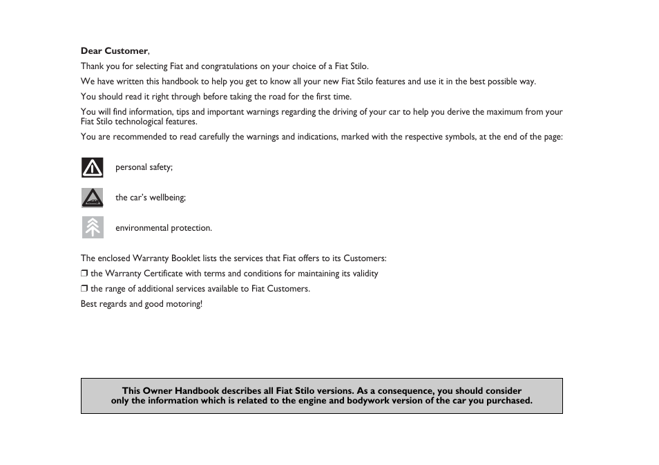 FIAT Stilo User Manual | Page 2 / 274