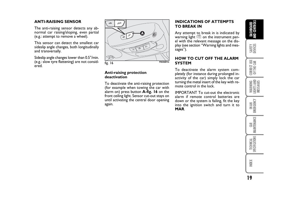 FIAT Stilo User Manual | Page 20 / 274