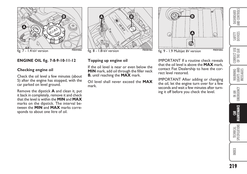 FIAT Stilo User Manual | Page 220 / 274