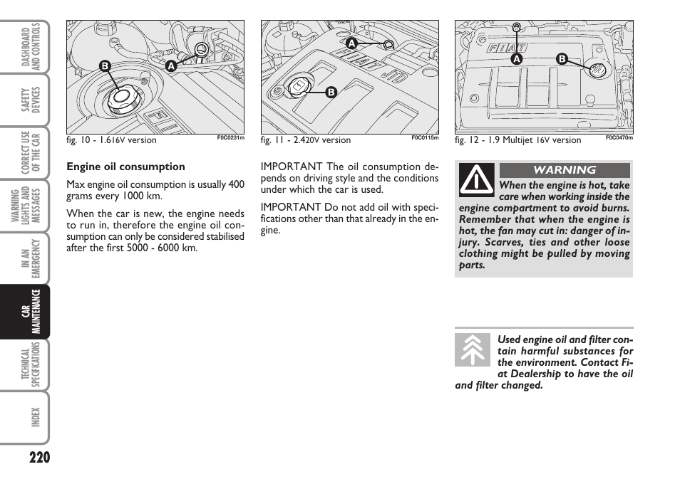 FIAT Stilo User Manual | Page 221 / 274