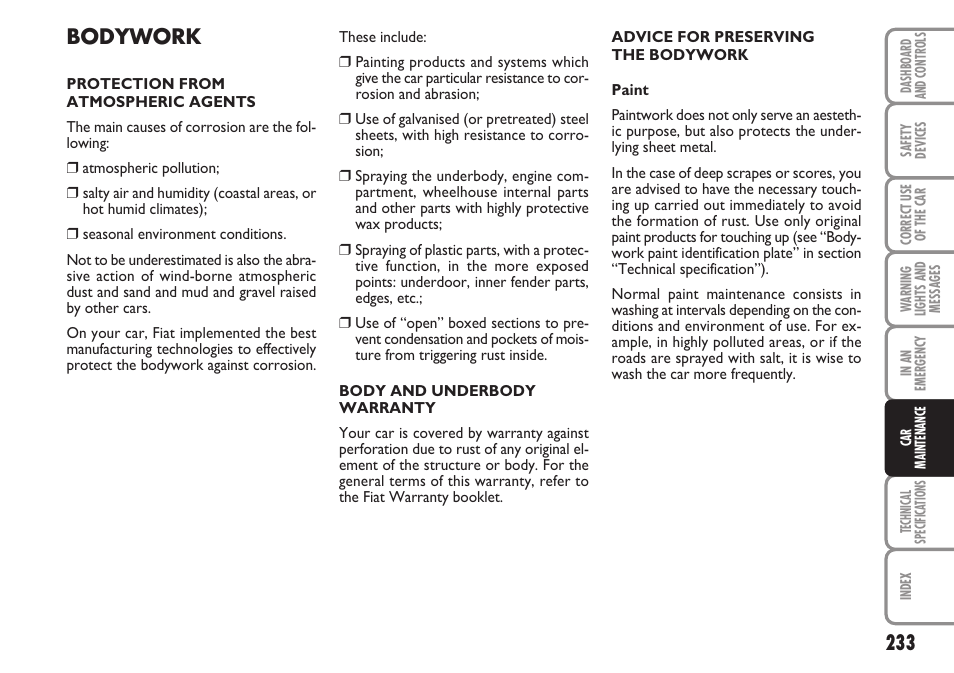 Bodywork | FIAT Stilo User Manual | Page 234 / 274