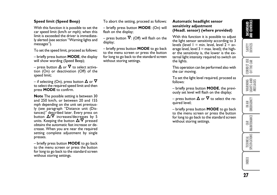 FIAT Stilo User Manual | Page 28 / 274