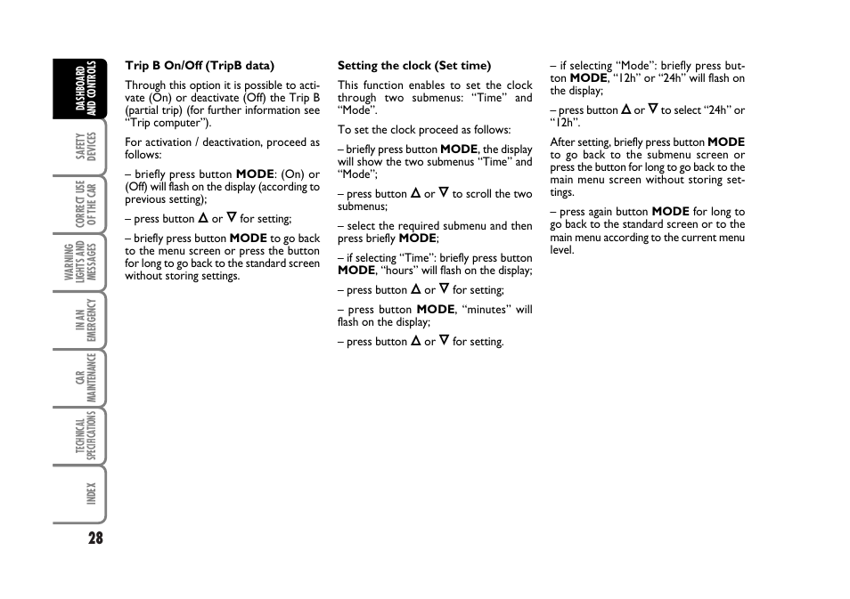 FIAT Stilo User Manual | Page 29 / 274