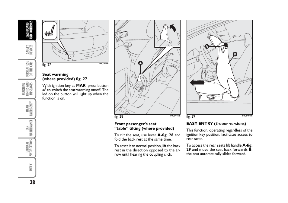 FIAT Stilo User Manual | Page 39 / 274