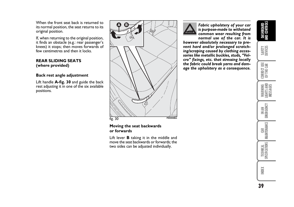 FIAT Stilo User Manual | Page 40 / 274