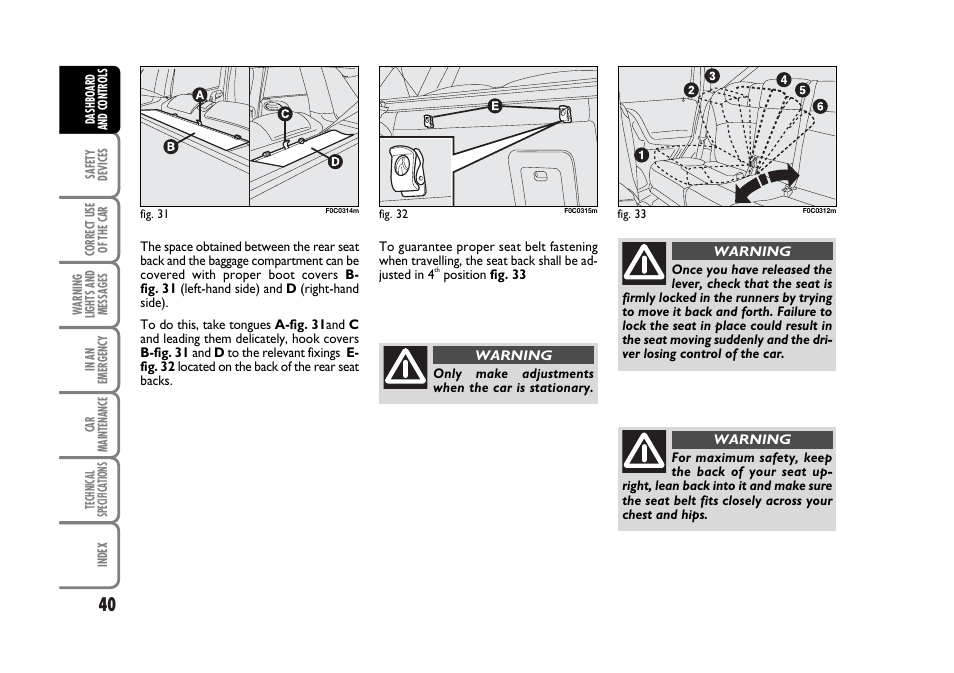 FIAT Stilo User Manual | Page 41 / 274