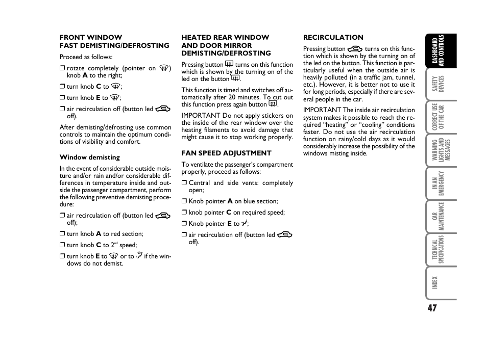 FIAT Stilo User Manual | Page 48 / 274