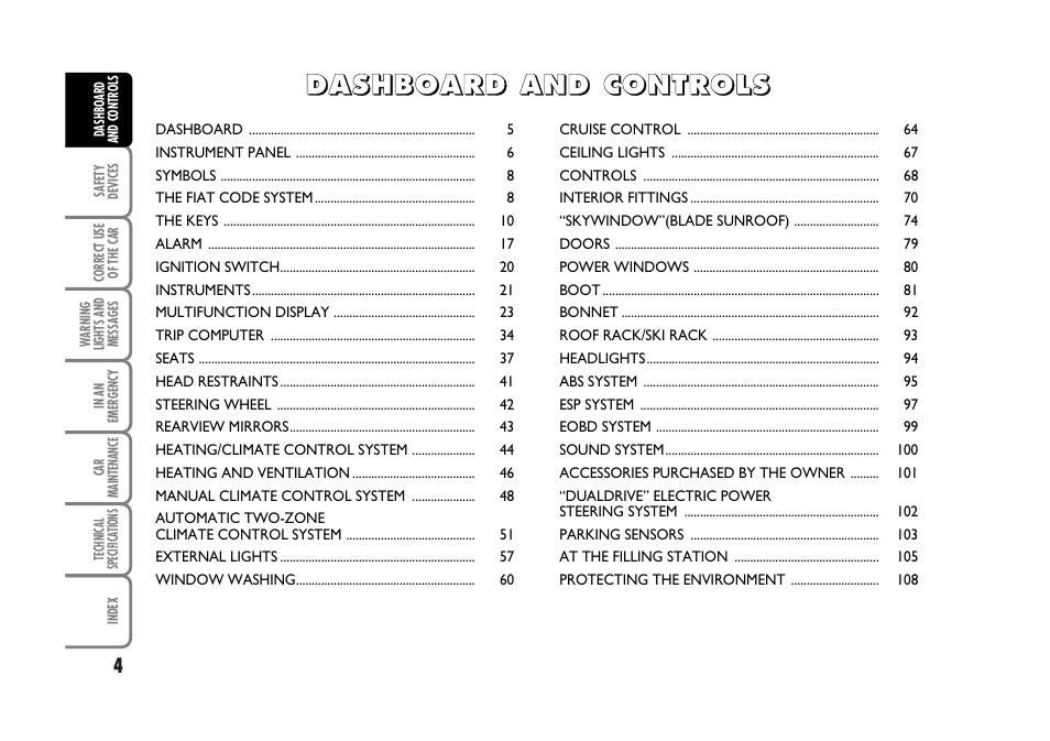 FIAT Stilo User Manual | Page 5 / 274