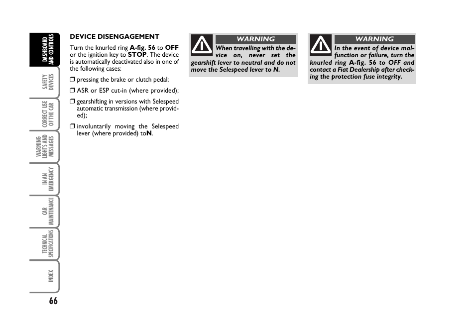 FIAT Stilo User Manual | Page 67 / 274