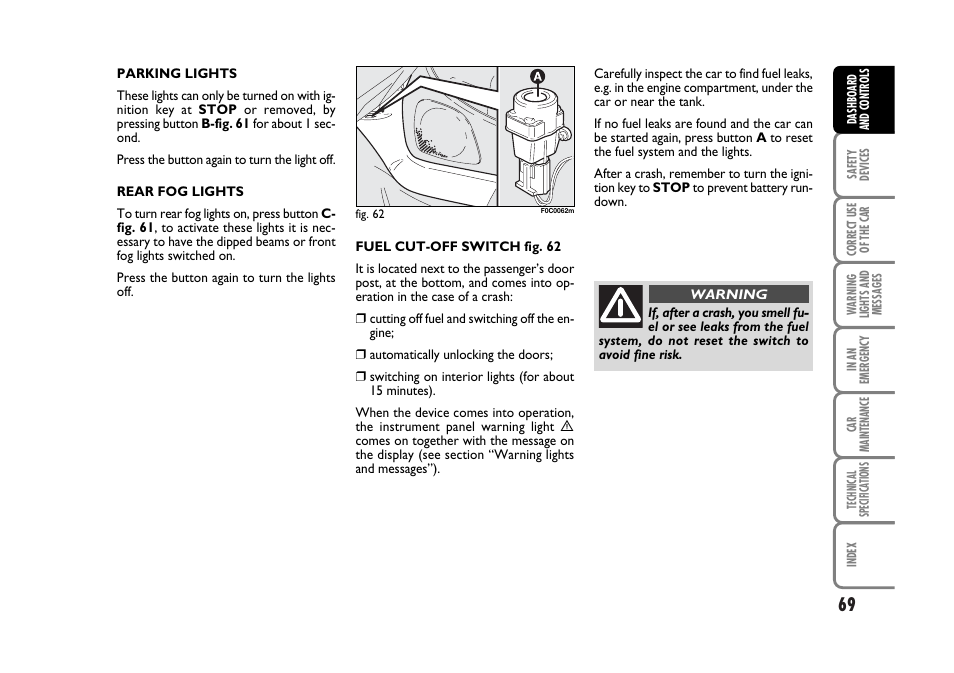 FIAT Stilo User Manual | Page 70 / 274