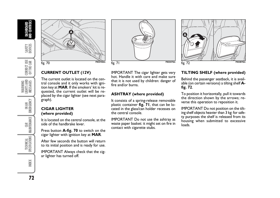 FIAT Stilo User Manual | Page 73 / 274