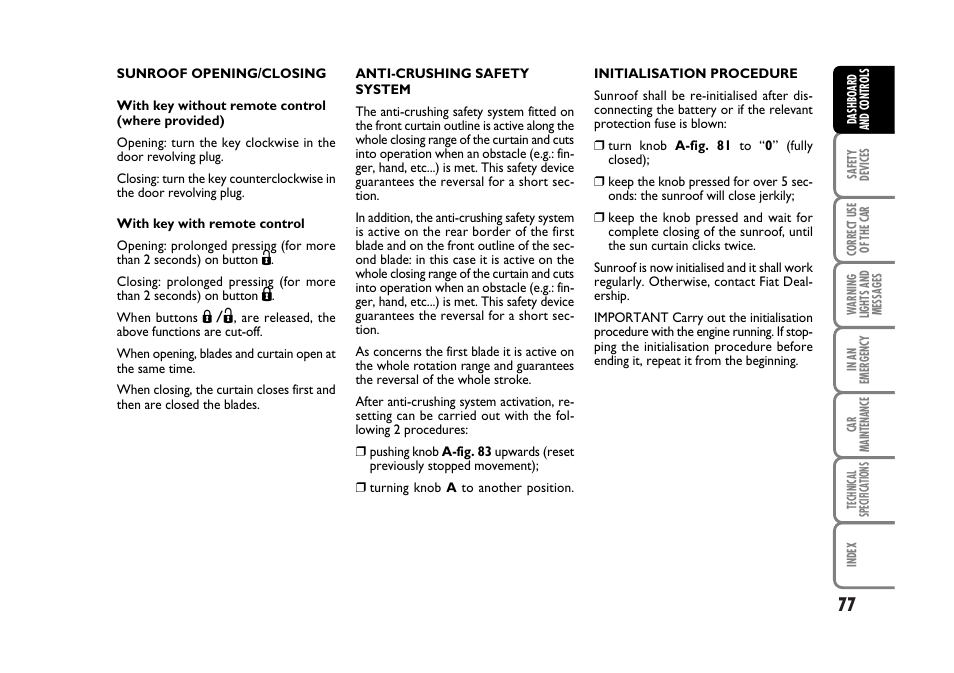 FIAT Stilo User Manual | Page 78 / 274